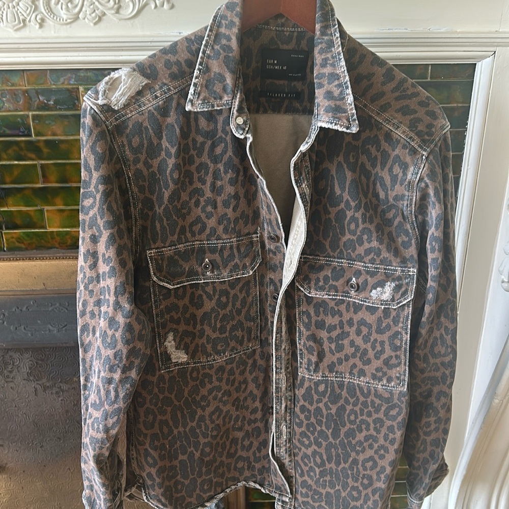 Leopard / cheetah print denim jacket